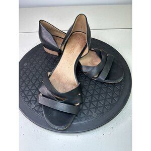 Madewell Slip On Flat Sandals Black Leather Straps Sz 7.5